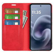 Motorola Moto G86 Power Hoesje - MobyDefend Luxe Wallet Bookcase (Magnetische Sluiting) - Rood