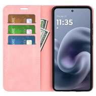 Motorola Moto G86 Power Hoesje - MobyDefend Luxe Wallet Bookcase (Magnetische Sluiting) - Roze