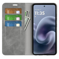 Motorola Moto G86 Power Hoesje - MobyDefend Luxe Wallet Bookcase (Magnetische Sluiting) - Grijs