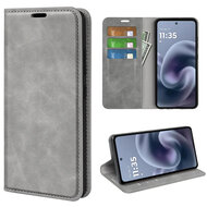 Motorola Moto G86 Power Hoesje - MobyDefend Luxe Wallet Bookcase (Magnetische Sluiting) - Grijs