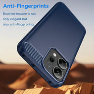 Oppo Reno14 F / Oppo Reno14 FS Hoesje - MobyDefend TPU Backcover - Geborstelde Metaal &amp; Carbon-Look - Blauw