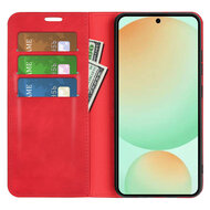 Samsung Galaxy S25 FE Hoesje - MobyDefend Luxe Wallet Bookcase (Magnetische Sluiting) - Rood
