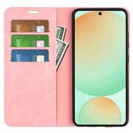 Samsung Galaxy S25 FE Hoesje - MobyDefend Luxe Wallet Bookcase (Magnetische Sluiting) - Roze