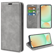 Samsung Galaxy S25 FE Hoesje - MobyDefend Luxe Wallet Bookcase (Magnetische Sluiting) - Grijs