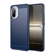 OnePlus Nord CE 5 Hoesje - MobyDefend TPU Backcover - Geborstelde Metaal &amp; Carbon-Look - Blauw
