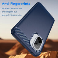 OnePlus Nord CE 5 Hoesje - MobyDefend TPU Backcover - Geborstelde Metaal &amp; Carbon-Look - Blauw