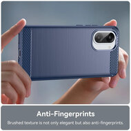 OnePlus Nord CE 5 Hoesje - MobyDefend TPU Backcover - Geborstelde Metaal &amp; Carbon-Look - Blauw