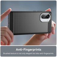 OnePlus Nord CE 5 Hoesje - MobyDefend TPU Backcover - Geborstelde Metaal &amp; Carbon-Look - Zwart