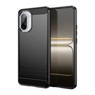 OnePlus Nord CE 5 Hoesje - MobyDefend TPU Backcover - Geborstelde Metaal &amp; Carbon-Look - Zwart