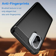 OnePlus Nord CE 5 Hoesje - MobyDefend TPU Backcover - Geborstelde Metaal &amp; Carbon-Look - Zwart