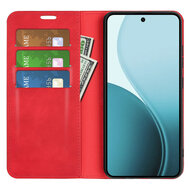 Oppo Reno14 F / Oppo Reno14 FS Hoesje - MobyDefend Luxe Wallet Bookcase (Magnetische Sluiting) - Rood