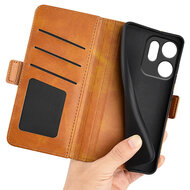 Oppo Reno14 F / Oppo Reno14 FS Hoesje - MobyDefend Luxe Wallet Book Case (Sluiting Zijkant) - Lichtbruin