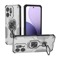 Oppo Reno14 Hoesje - MobyDefend Dubbelgelaagde Pantsercase Met Standaard - Zilvergrijs