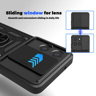 Motorola Moto G86 Power Hoesje - MobyDefend Pantsercase Met Draaibare Ring - Blauw