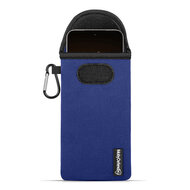 Hoesje voor Xiaomi 15T Pro - MobyDefend Neopreen Pouch Met Karabijnhaak - Insteekhoesje - Riemlus Hoesje - Blauw