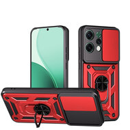 Oppo Reno14 Hoesje - MobyDefend Pantsercase Met Draaibare Ring - Rood
