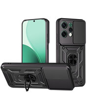 Oppo Reno14 Hoesje - MobyDefend Pantsercase Met Draaibare Ring - Zwart