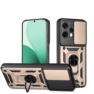 Oppo Reno14 Hoesje - MobyDefend Pantsercase Met Draaibare Ring - Goud