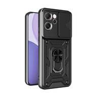 Oppo Reno14 F / Oppo Reno14 FS Hoesje - MobyDefend Pantsercase Met Draaibare Ring - Zwart