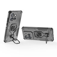 Motorola Edge 50 Neo / Motorola Edge 60 Neo Hoesje - MobyDefend Dubbelgelaagde Pantsercase Met Standaard - Zilvergrijs