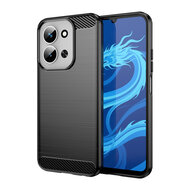 Xiaomi Redmi 15C 4G Hoesje - MobyDefend TPU Backcover - Geborstelde Metaal &amp; Carbon-Look - Zwart