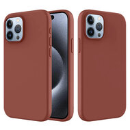 iPhone 15 Pro Max Hoesje - MobyDefend Matte Siliconen Backcover - Terracotta