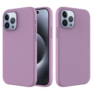 iPhone 15 Pro Max Hoesje - MobyDefend Matte Siliconen Backcover - Paars