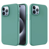 iPhone 15 Pro Max Hoesje - MobyDefend Matte Siliconen Backcover - Groen
