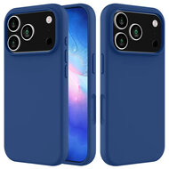 iPhone 17 Pro Hoesje - MobyDefend Matte Siliconen Backcover - Blauw