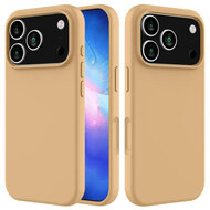 iPhone 17 Pro Max Hoesje - MobyDefend Matte Siliconen Backcover - Licht Oker
