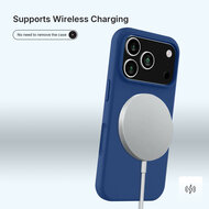 iPhone 17 Pro Max Hoesje - MobyDefend Matte Siliconen Backcover - Blauw