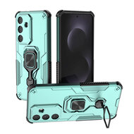 Samsung Galaxy S25 FE Hoesje - MobyDefend Dubbelgelaagde Pantsercase Met Standaard - Turquoise