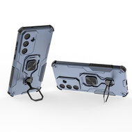 Samsung Galaxy S25 FE Hoesje - MobyDefend Dubbelgelaagde Pantsercase Met Standaard - Blauw