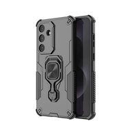 Samsung Galaxy S25 FE Hoesje - MobyDefend Dubbelgelaagde Pantsercase Met Standaard - Zwart