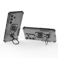 Samsung Galaxy S25 FE Hoesje - MobyDefend Dubbelgelaagde Pantsercase Met Standaard - Zwart