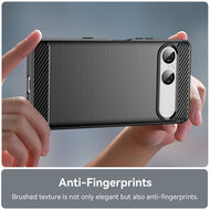 Sony Xperia 10 VII Hoesje - MobyDefend TPU Backcover - Geborstelde Metaal &amp; Carbon-Look - Zwart