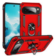 Google Pixel 10 Pro XL Hoesje - MobyDefend Pantsercase Met Draaibare Ring - Rood