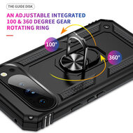 Google Pixel 10 Pro XL Hoesje - MobyDefend Pantsercase Met Draaibare Ring - Goud