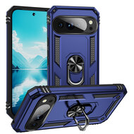 Google Pixel 10 / Google Pixel 10 Pro Hoesje - MobyDefend Pantsercase Met Draaibare Ring - Blauw
