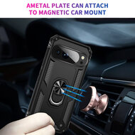 Google Pixel 10 / Google Pixel 10 Pro Hoesje - MobyDefend Pantsercase Met Draaibare Ring - Zwart