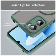 Motorola Moto G06&nbsp;/&nbsp;Motorola Moto G06 Power Hoesje - MobyDefend MagSafe Case Mat Transparant Met Gekleurde Rand - Groen