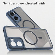 Motorola Moto G06&nbsp;/&nbsp;Motorola Moto G06 Power Hoesje - MobyDefend MagSafe Case Mat Transparant Met Gekleurde Rand - Blauw