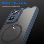 Motorola Moto G06&nbsp;/&nbsp;Motorola Moto G06 Power Hoesje - MobyDefend MagSafe Case Mat Transparant Met Gekleurde Rand - Blauw