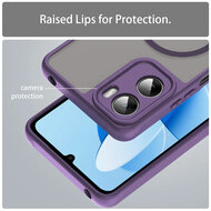 Motorola Moto G06&nbsp;/&nbsp;Motorola Moto G06 Power Hoesje - MobyDefend MagSafe Case Mat Transparant Met Gekleurde Rand - Paars