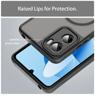 Motorola Moto G06&nbsp;/&nbsp;Motorola Moto G06 Power Hoesje - MobyDefend MagSafe Case Mat Transparant Met Gekleurde Rand - Zwart