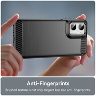 Motorola Moto G06 / Motorola Moto G06 Power Hoesje - MobyDefend TPU Backcover - Geborstelde Metaal &amp; Carbon-Look - Zwart