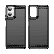 Motorola Moto G06 / Motorola Moto G06 Power Hoesje - MobyDefend TPU Backcover - Geborstelde Metaal &amp; Carbon-Look - Zwart