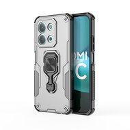 Xiaomi Redmi 15C 5G Hoesje - MobyDefend Dubbelgelaagde Pantsercase Met Standaard - Zilvergrijs