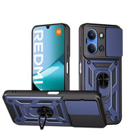 Xiaomi Redmi 15C 5G Hoesje - MobyDefend Pantsercase Met Draaibare Ring - Blauw