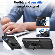 Xiaomi Redmi 15C 5G Hoesje - MobyDefend Pantsercase Met Draaibare Ring - Zwart